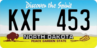 ND license plate KXF453