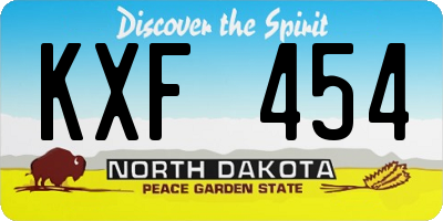 ND license plate KXF454