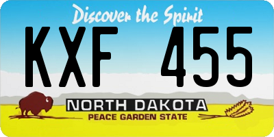 ND license plate KXF455
