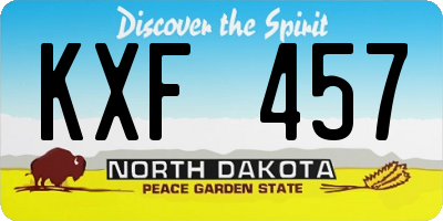 ND license plate KXF457