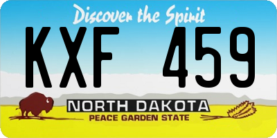 ND license plate KXF459