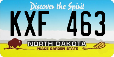 ND license plate KXF463