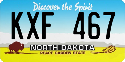 ND license plate KXF467