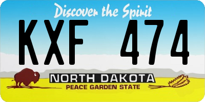 ND license plate KXF474