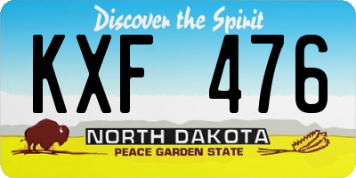 ND license plate KXF476