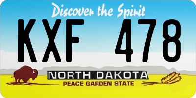 ND license plate KXF478