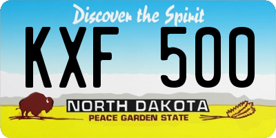 ND license plate KXF500