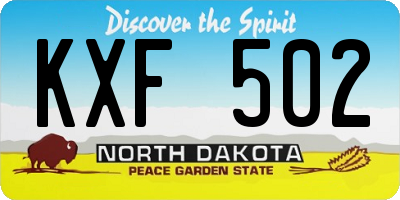 ND license plate KXF502