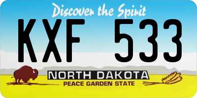 ND license plate KXF533