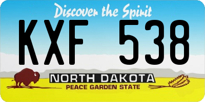 ND license plate KXF538