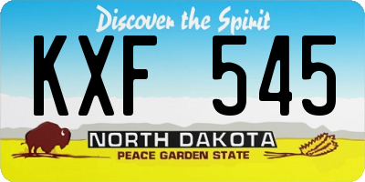 ND license plate KXF545