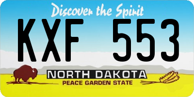 ND license plate KXF553