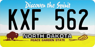 ND license plate KXF562