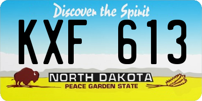 ND license plate KXF613