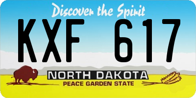ND license plate KXF617