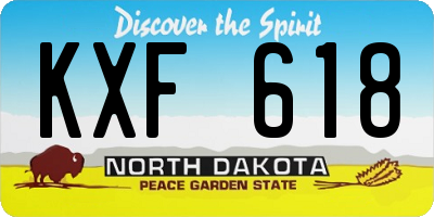 ND license plate KXF618