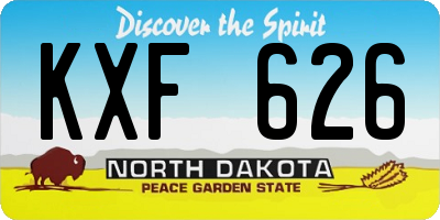 ND license plate KXF626