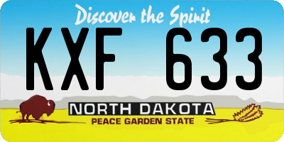 ND license plate KXF633