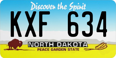 ND license plate KXF634