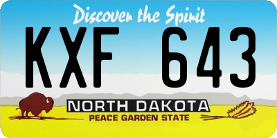 ND license plate KXF643