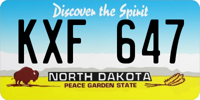 ND license plate KXF647