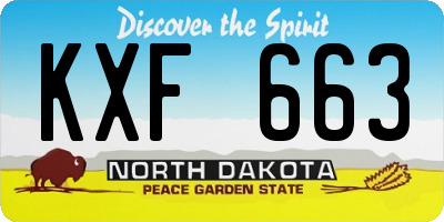 ND license plate KXF663