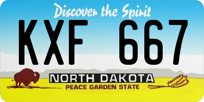 ND license plate KXF667