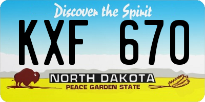 ND license plate KXF670