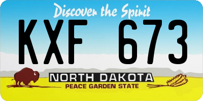 ND license plate KXF673
