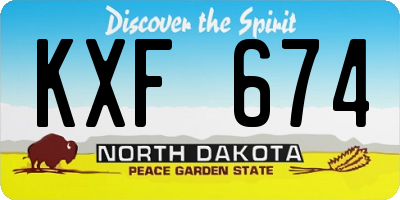 ND license plate KXF674