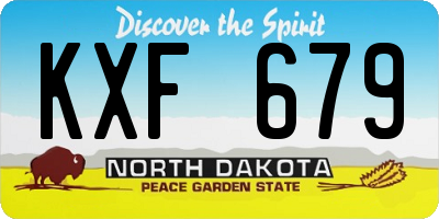 ND license plate KXF679