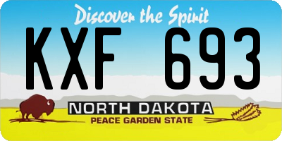 ND license plate KXF693