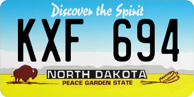 ND license plate KXF694