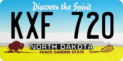 ND license plate KXF720