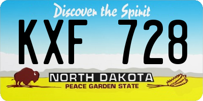ND license plate KXF728