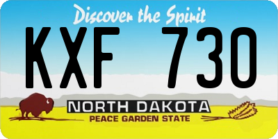 ND license plate KXF730
