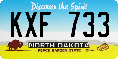 ND license plate KXF733