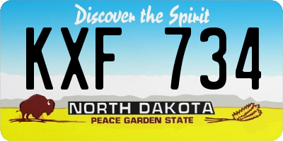 ND license plate KXF734