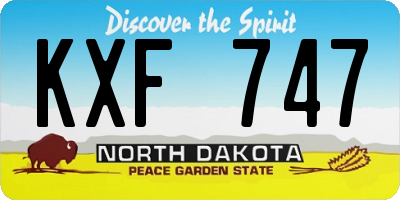 ND license plate KXF747