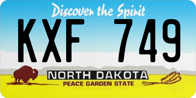 ND license plate KXF749