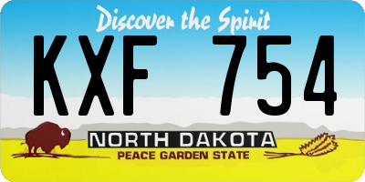 ND license plate KXF754