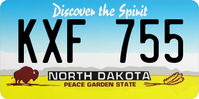 ND license plate KXF755