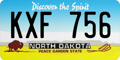 ND license plate KXF756