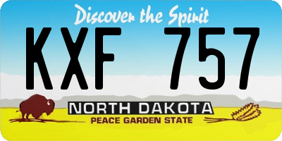 ND license plate KXF757