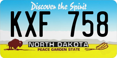 ND license plate KXF758