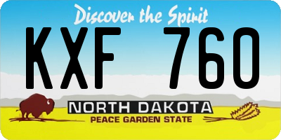 ND license plate KXF760