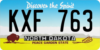 ND license plate KXF763