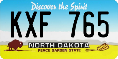 ND license plate KXF765