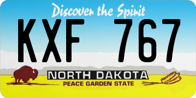 ND license plate KXF767