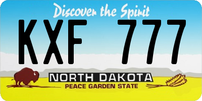ND license plate KXF777